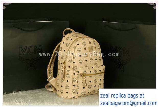 High Quality Replica MCM Stark Backpack Large in Calf Leather 8004 Apricot